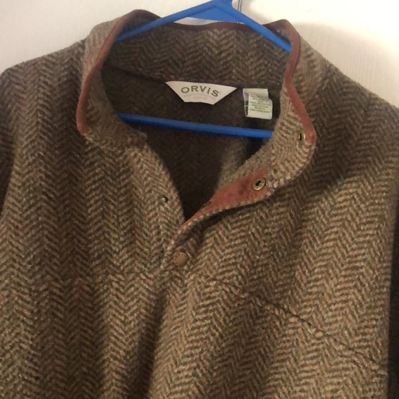 Men’s ORVIS acrylic herringbone pullover drawstring crew neck jacket - Picture 10 of 10